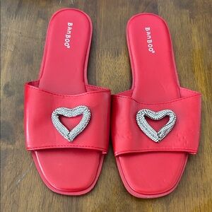 Bamboo Red Heart Slide Sandals